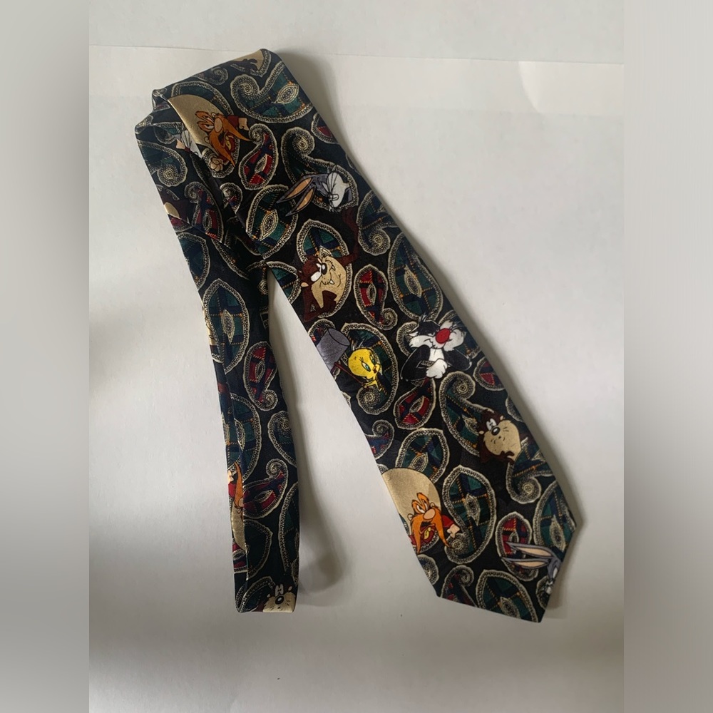 Mens 1994 Looney Tunes Mania Vintage 90s Neck Tie nostalgic retro